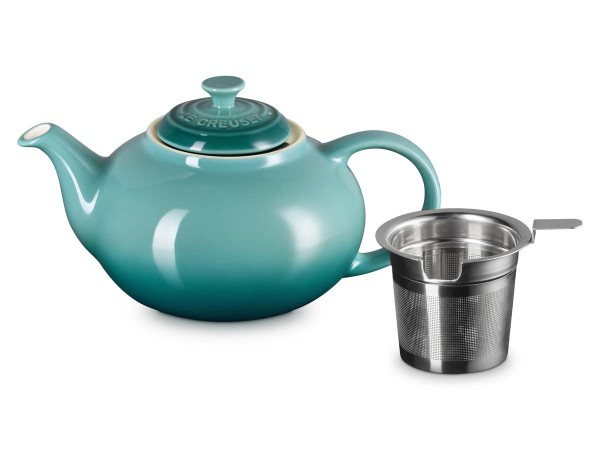 Le Creuset Steinzeug 70704000990009 Teekanne mit Edelstahl-Siebeinsatz 1,3L - Bleu Riviera