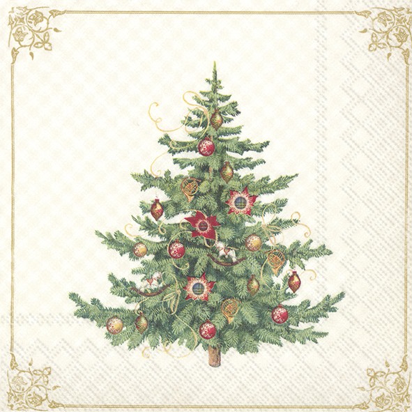 Ihr Nostalgic Christmas Tree, cream L 822060 20 Lunch-Servietten 33 x 33 cm