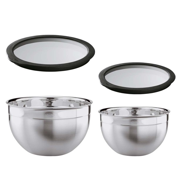 Rösle 130390 Schüssel-Set 2-tlg. mit Frischhaltedeckeln Ø 20, 24 cm