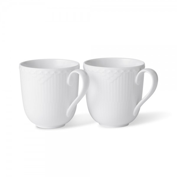Royal Copenhagen White Fluted Half Lace Becher mit Henkel 2pcs 37cl