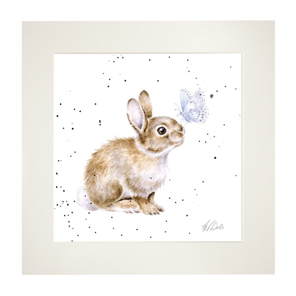 Wrendale Mounted Prints MP223 "I Spy a Butterfly" - Baby Hase mit Schmetterling