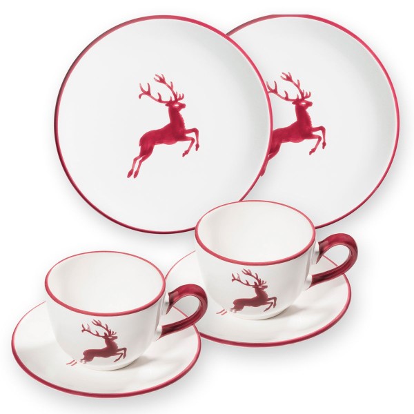 Gmundner Bordeauxroter Hirsch 0320STSC06SET Frühstück für 2 Cup