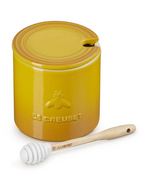 Le Creuset Steinzeug 79363426720000 Honigtöpfchen mit Löffel 0,42L - Nectar