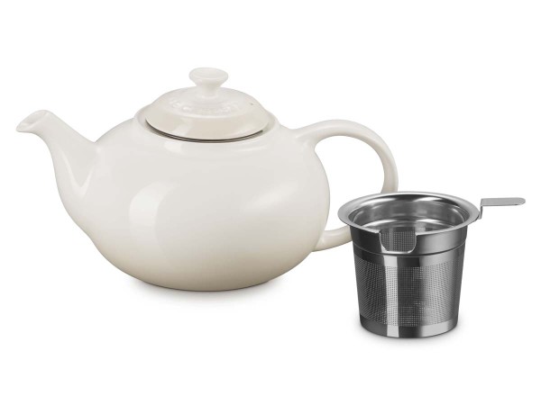 Le Creuset Steinzeug 70704007160009 Teekanne mit Edelstahl-Siebeinsatz 1,3L - Meringue