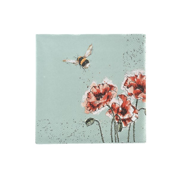 Wrendale Servietten K035 &quot;Flight of the Bumblebee&quot; - Hummel - Cocktail Servietten 24x24cm