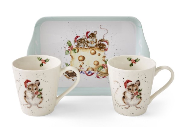 Royal Worcester Wrendale Designs X0011659156 Mug and Tray Set 3-tlg. Holly Jolly Christmas