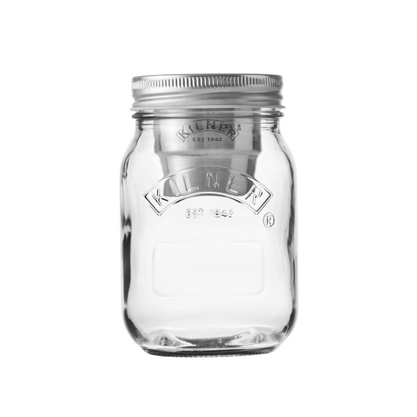 Kilner To-Go 0025.816 SNACK ON THE GO Glas mit Edelstahlbehälter, 0,5l