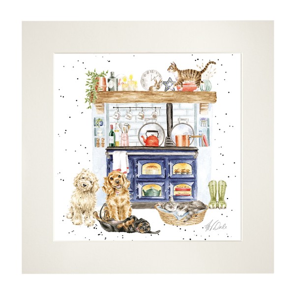 Wrendale Mounted Prints MP232 "Country Kitchen" - Küchenzeile mit Tieren