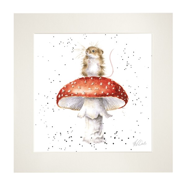 Wrendale Mounted Prints MP188 "He's a Fun-Gi" - Maus