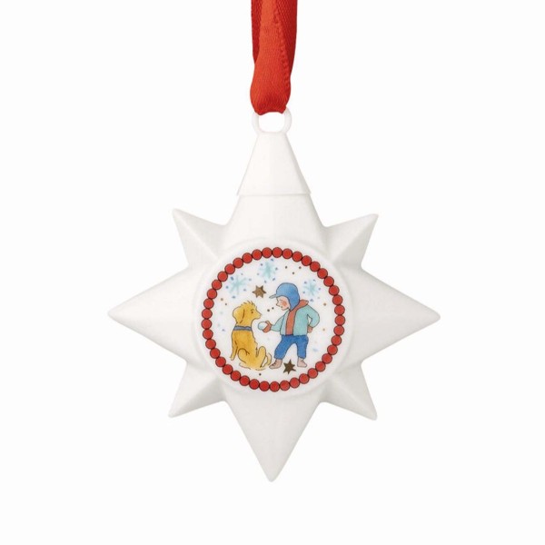 Hutschenreuther Sammelkollektion 25 Weihnachtsspiele Porzellan-Ministern 7cm - Junge mit Hund