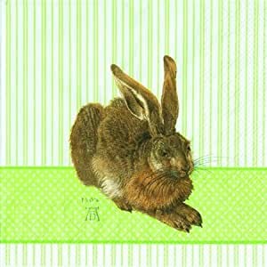 Ihr Dürer Hase, green L 499320 20 Lunch-Servietten 33 x 33 cm