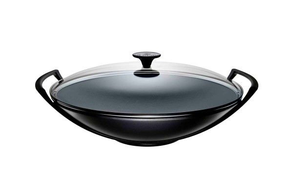 Le Creuset Pfannen 25304360000460 Wok mit Glasdeckel - Schwarz