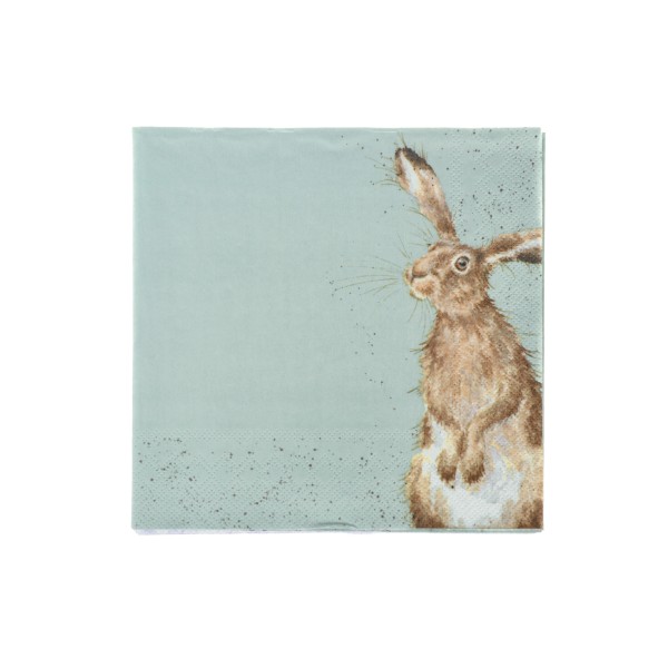 Wrendale Servietten K031 &quot;The Hare and the Bee&quot; - Hase - Cocktail Servietten 24x24cm