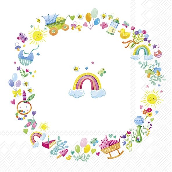 IHR Wreath For A Baby L1046500 Lunch-Servietten 33 x 33 cm