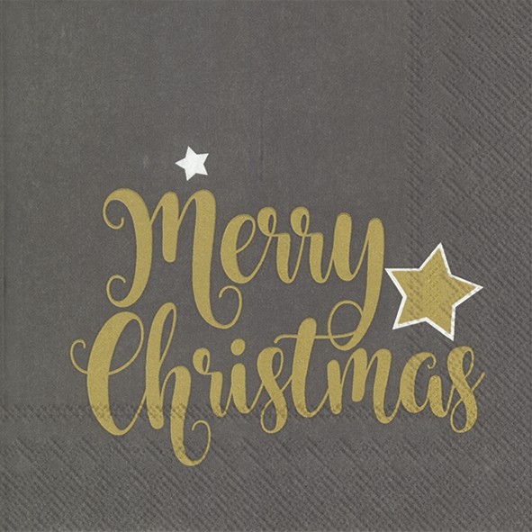Ihr Shiny Merry Christmas, grey L 796245 20 Lunch-Servietten 33 x 33 cm