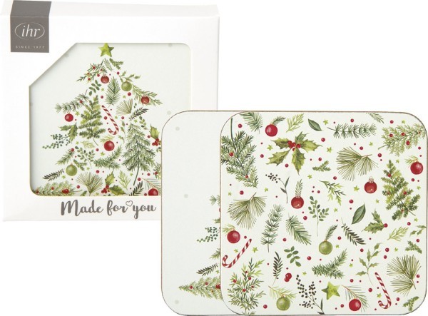 Ihr Christmas Branches Tree US1116600 Untersetzer 10 x 10 cm - Kork