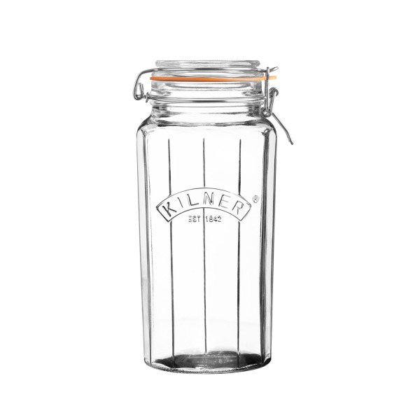 Kilner Einkochglas 0025.735 Facetten-Glas mit Bügelverschluss, 1,8l