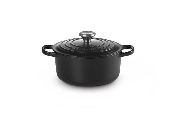 Le Creuset Gusseisen - Signature 21177180000430 Bräter rund mit schwarzer Innenemaille 18cm 1,8L - S