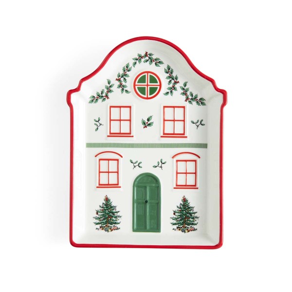 Spode Christmas Tree Christmas Village (XTVI9257-XP) Servierplatte Haus - Rot 2,3x18,5x14,10cm