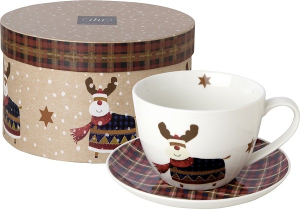 Ihr RUDOLPH red POF 969710 Milchkaffeetasse in Geschenkbox