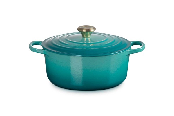 Le Creuset Gusseisen - Signature 21177260994450 Bräter rund 26cm 5,3L - Bleu Riviera