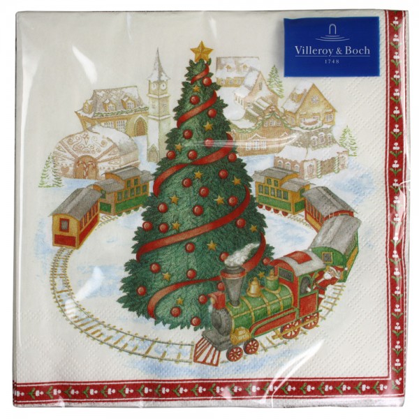 Villeroy &amp; Boch Weihnachtsservietten Christmas Train in Town Lunch-Servietten 3-lagig (20 Stk.) 33x3