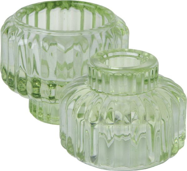 IHR Glass Candle Holder Light Green KST15829 Teelichthalter/Kerzenständer 7,5 x 6 cm