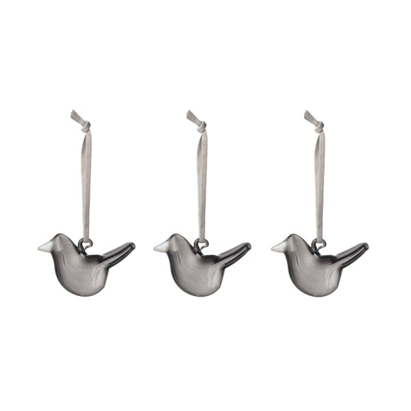 Iittala Oiva Toikka Collection 1073973 Mini-Glas Vögel Set 3-tlg. - Grau
