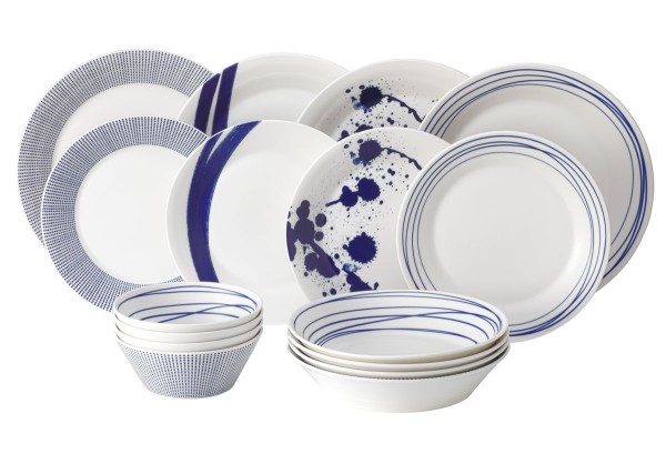 Royal Doulton Pacific Blue Speise-Set 16-tlg. Muster sortiert (4 x Speiseteller 28 cm, 4 x Teller 23