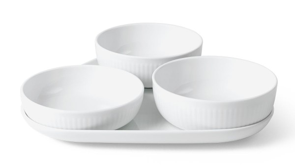 Royal Copenhagen White Fluted 1068623 4-tlg. Snackset (3 Schalen + Unterteller)