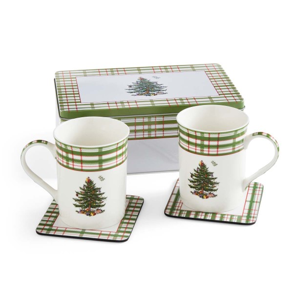 Spode Christmas Tree (XTAP8579-XP) Becher &amp; Untersetzer Set 5tlg. - Annual 2025
