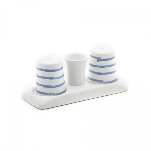 Gmundner Keramik Blaugeflammt Salz/Pfeffer-Garniturenset glatt (SGGL05)