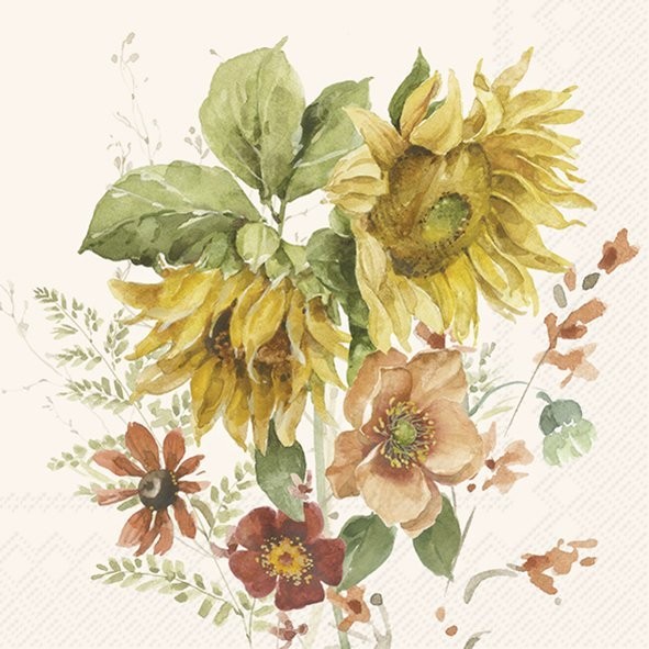 Ihr LATE SUMMER FLOWERS cream C1086960 Cocktail-Servietten 25 x 25 cm