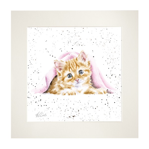 Wrendale Mounted Prints MP205 "Duvet Day" - Kitten