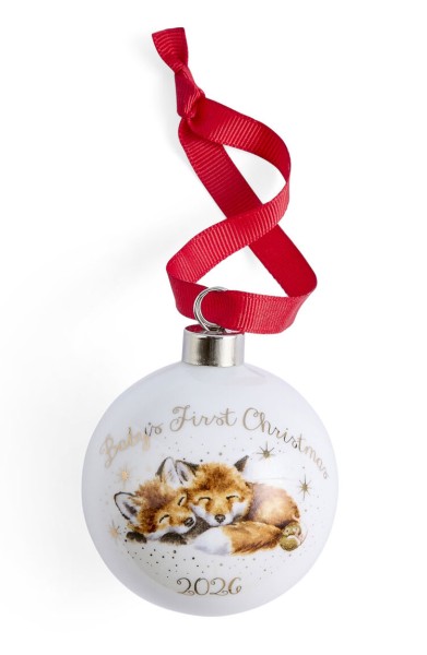 Royal Worcester Wrendale Designs WNVT79011-XG Weihnachtskugel, Baby´s first Christmas (Fox)