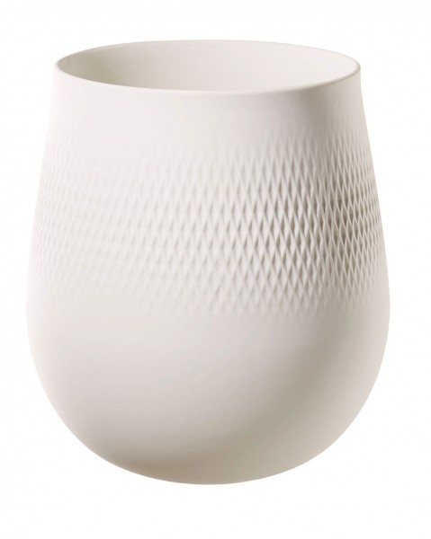 Villeroy &amp; Boch Manufacture Collier 1016815512 blanc Vase Carré groß, Durchmesser 20,5 cm, Höhe 22,